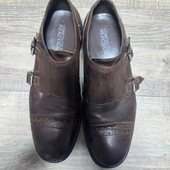 Kenneth Cole Reaction  Brown Leather Monk Strap Shoe Men's Size 9 - Picture 2 of 7